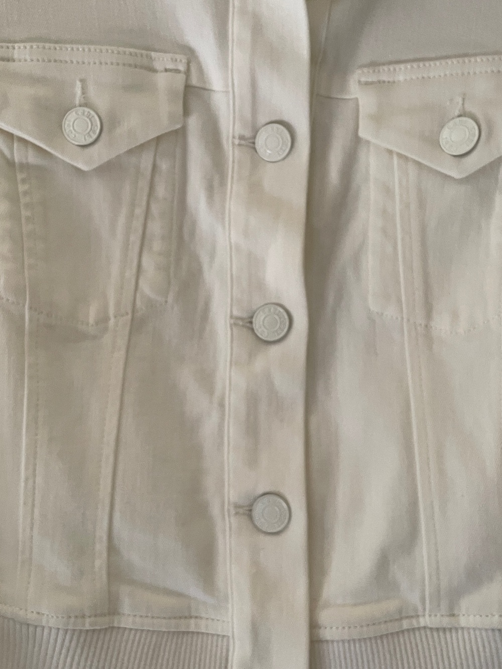 Cabi Everyday White Cotton Stretch Denim Trucker Bomber Jacket XXS EUC - Picture 3 of 7